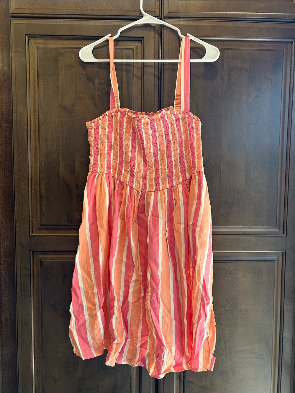 torrid Pink & Coral Striped Smocked Top